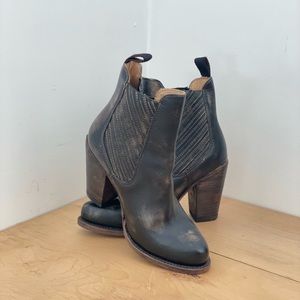 Barely Used Bed Stu Distressed Black Leather Ankle Boots, size 7